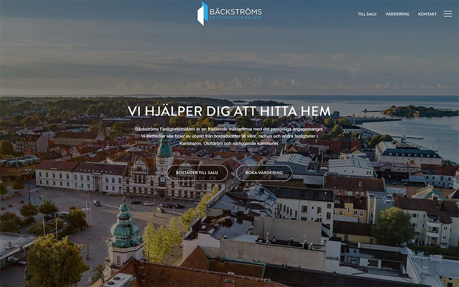 Webbplats och integrationer för Bäckströms Fastighetsmäkleri