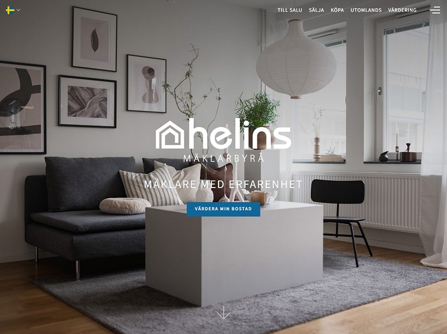 Webbplats och integrationer för Helins Mäklarbyrå
