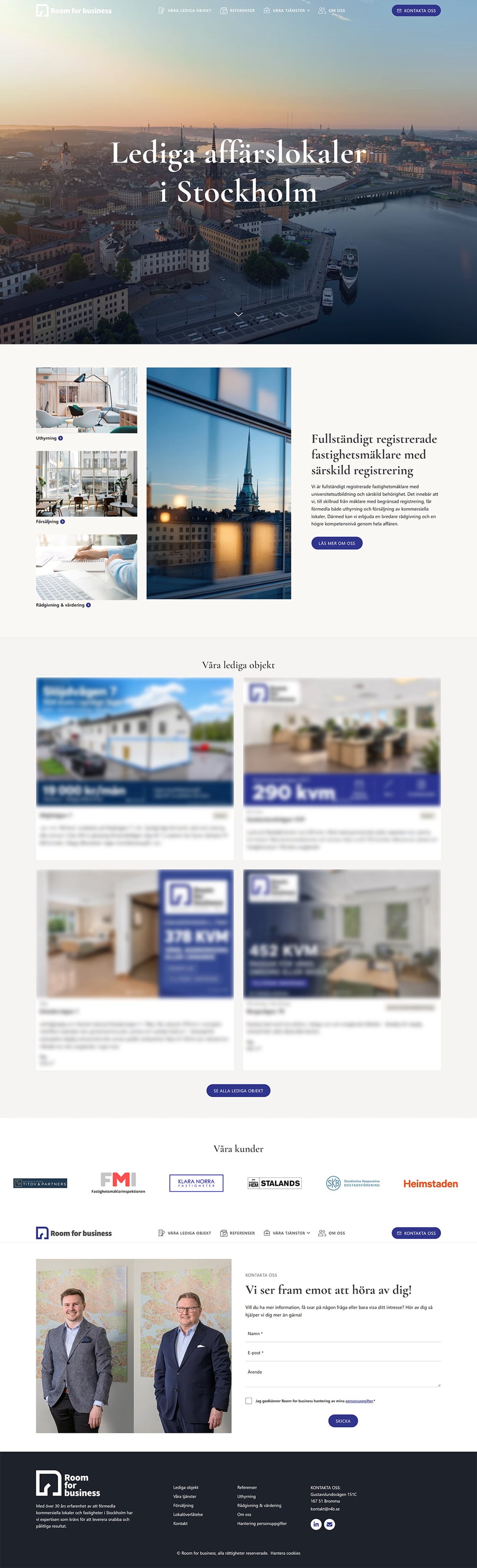 Den färdiga webbplatsen för Room for business