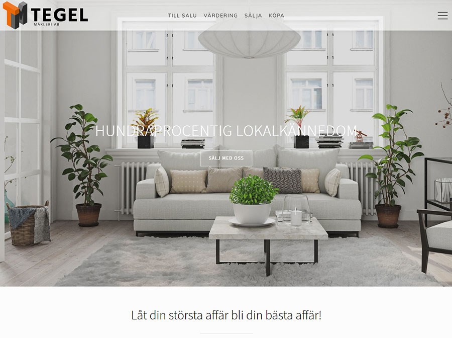 Webbplats och integrationer för TEGEL Mäkleri